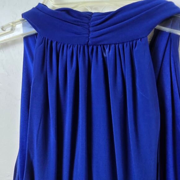 Evan Picone Royal Blue Midi Maxi Wedding Cocktail Event Dress Halter Formal 6 - Picture 5 of 11